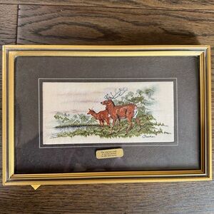 Vintage Framed Cash’s Silk Woven Red Deer Picture